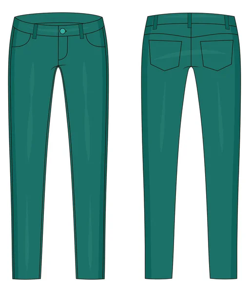 ベクトルグラフィックでジーンズのファッション技術的な色のスケッチ — ストックベクタ