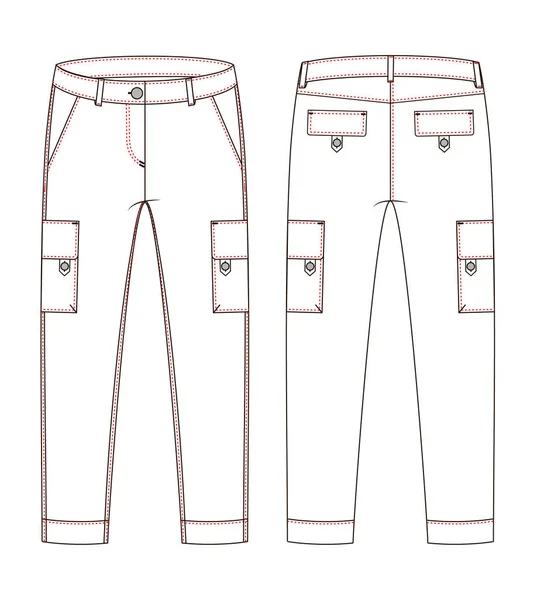 Fashion technical sketch of jeans in vector graphic — Stock Vector