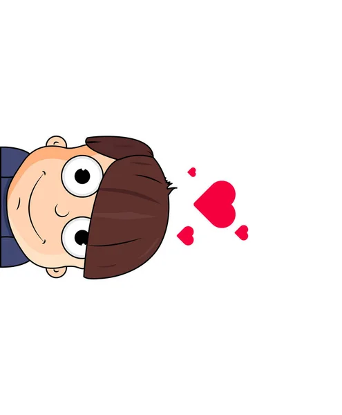 Χαριτωμένο αγόρι καρτούν με συναισθήματα αγάπης. Απεικόνιση διανυσματικών φορέων — Διανυσματικό Αρχείο