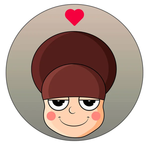 Cabeza de chica linda con el corazón sobre la cabeza. Expresión engreída . — Vector de stock