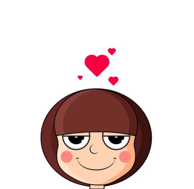 Baş üstü kalpleri ile sevimli kız Başkanı. Kendini beğenmiş ifade.