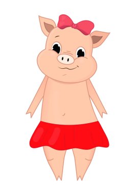 Sevimli domuz karikatür Vektör illüstrasyon. Karalama, elle çizilmiş. Karikatür.