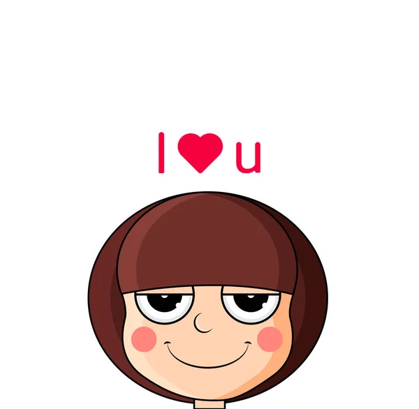 Head of cute girl in love. Smug expression. I love you. — Stock Vector