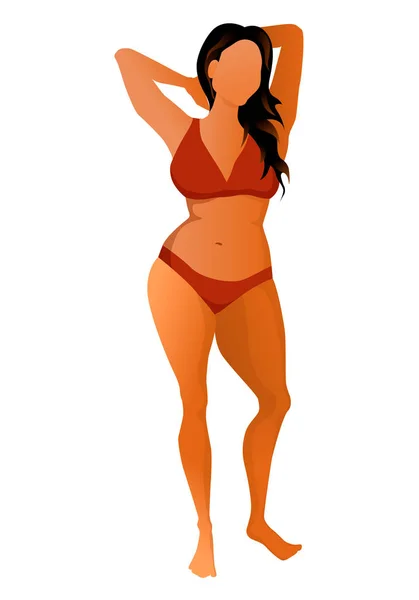 Linda mujer bronceada vestida en bikini. Ilustración vectorial . — Vector de stock