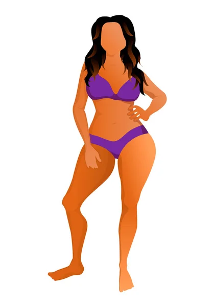 Schattig gelooid vrouw gekleed in bikini. Vector illustratie. — Stockvector