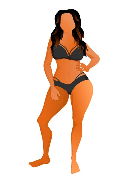 Cute tanned woman dressed in underwear. Vector illustration. — Stock Vector