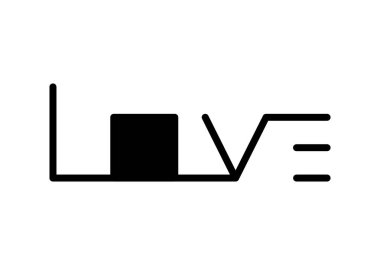 Beyaz arka planda izole edilmiş aşk kelimesi. Yazı tipi, vektör logosu.