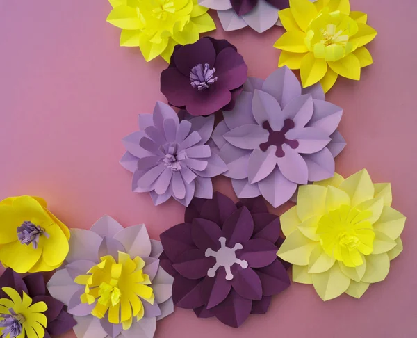 Papier Basteln Blumendekoration Konzept Blumen Und Blätter Aus Papier Tropen — Stockfoto