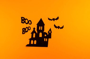 Halloween parti tatil. Siyah turuncu Kağıt arka plan asma kilit.