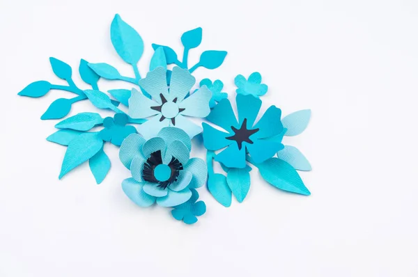 Fleur Feuille Couleur Bleue Papier Travail Manuel Passe Temps Préféré — Photo