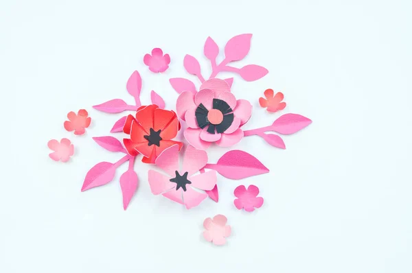 Flower Leaf Pink Black Color Made Paper Handwork Favorite Hobby — Stock Photo, Image