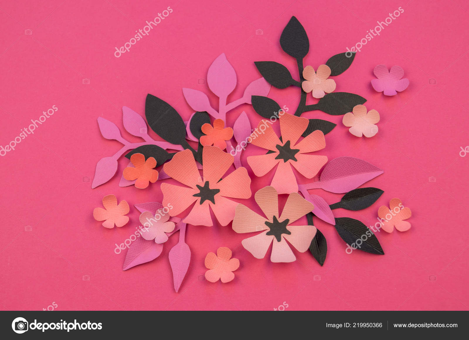 Flower Leaves Made Paper Pink Background Handwork Favorite Hobby ...