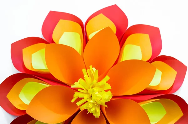 Une Grande Fleur Papier Orange Rouge Couleurs Jaunes Décor Pour — Photo