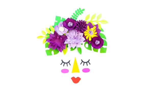 Woman\'s face with flowers instead of hair. Spring mood, mother\'s day.