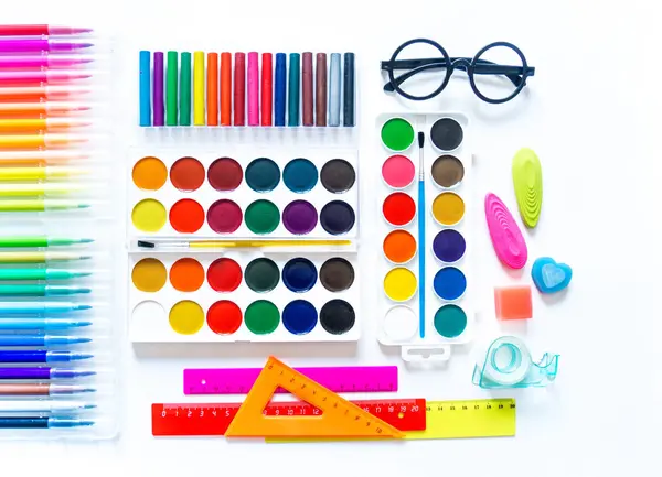 Stationery flat lay. Back to school. — Stock Photo, Image