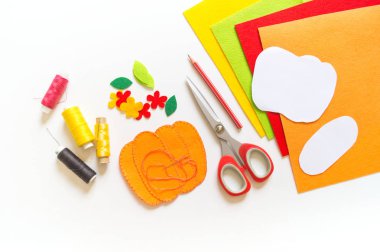 Atölye kabak el yapımı keçe. Nakış ve diy için malzemeler.