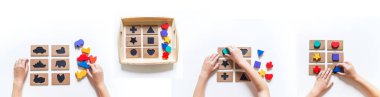 Montessori eğitimini sıralamak. Oyunlar ve öğrenme çocuklar için geometrik şekiller.