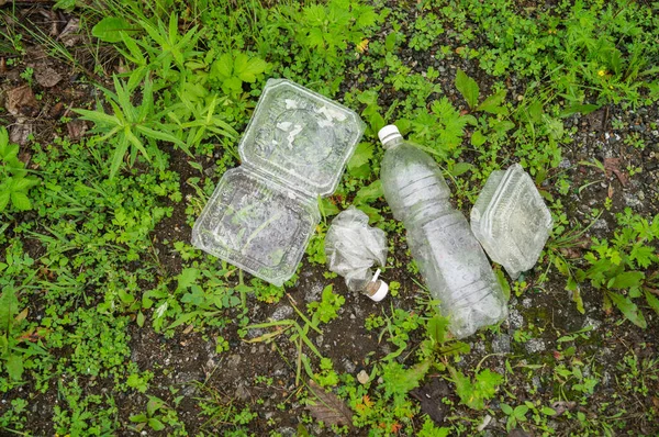 Plastik Suhlt Sich Der Natur Die Globale Erwärmung Müll Auf — Stockfoto