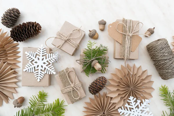 Zero Waste Christmas Concept Hand Crafted Gifts Natural Christmas Decorations — Stock Photo, Image