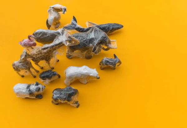 Los Animales Están Enredados Una Bolsa Plástico Concepto Plástico Animal — Foto de Stock
