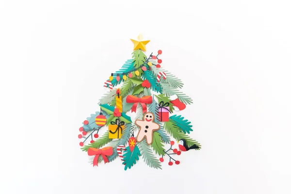 Kağıt Sanatı Noel Konsepti Tatil Günü Noel Ağacı Dekoru Boşluğu — Stok fotoğraf