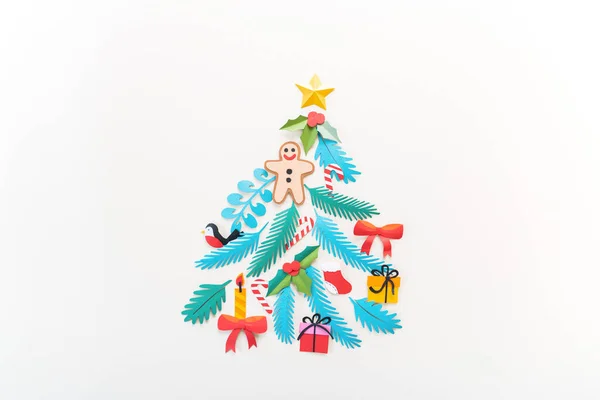 Kağıt Sanatı Noel Konsepti Tatil Günü Noel Ağacı Dekoru Boşluğu — Stok fotoğraf