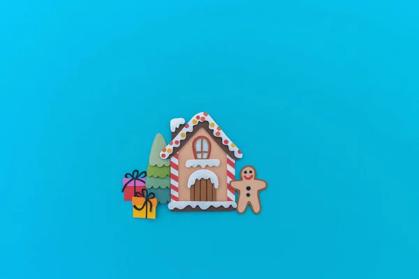 Χάρτινη Χριστουγεννιάτικη Ιδέα Διακοπές Χειροτεχνίας Διακόσμηση Μορφή Σπίτι Gingerbread Αντιγραφή — Φωτογραφία Αρχείου