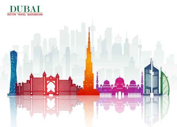 Dubai Landmark Global Travel Journey Paper Background Vector Design Template — Stock Vector