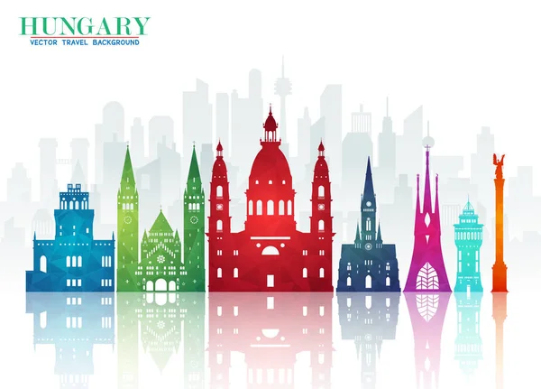 Hongrie Landmark Global Travel Journey Papier Fond Vector Design Template — Image vectorielle