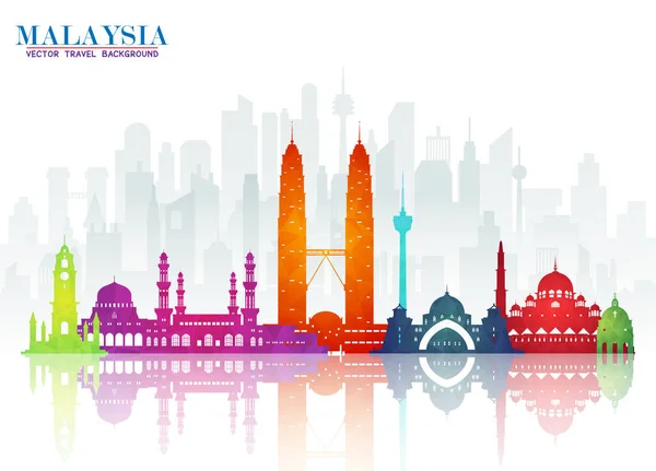 Malaysia Landmark Global Travel Journey Paper Background Vector Design Template —  Vetores de Stock