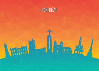 Portekiz Küresel Seyahat ve Seyahat kağıt arka planı. Vektör Tasarım Şablonu. Reklam, kitap, afiş, şablon, seyahat işi veya sunumunuz için kullanılır.