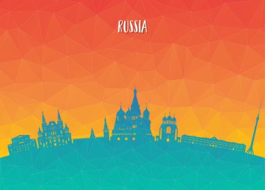 Rusya Küresel Seyahat ve Seyahat kağıdının arka planı. Vektör Tasarım Şablonu. Reklam, kitap, afiş, şablon, seyahat işi veya sunumunuz için kullanılır.