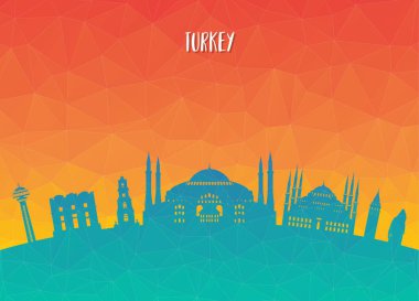 Türkiye Küresel Seyahat ve Seyahat kağıt arka planı. Vektör Tasarım Şablonu. Reklam, kitap, afiş, şablon, seyahat işi veya sunumunuz için kullanılır.