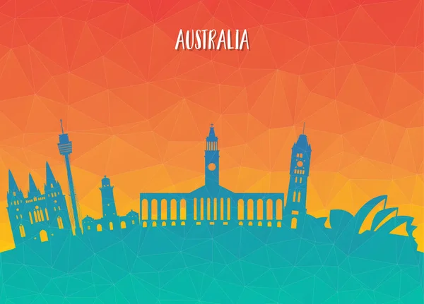Australia Landmark Global Travel Journey Paper Background Inglés Vector Design — Vector de stock