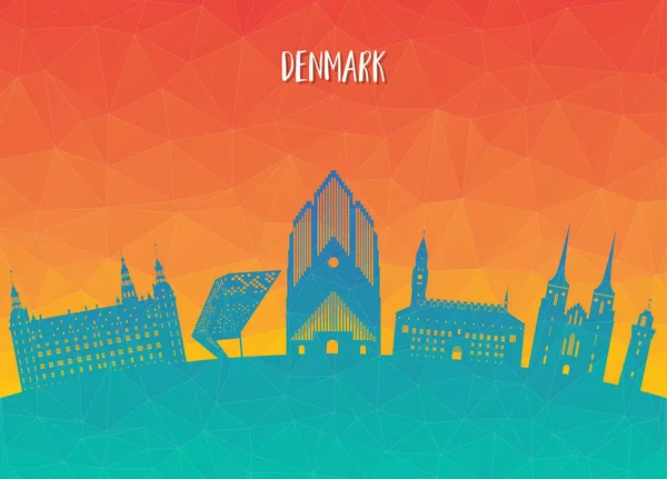 デンマーク ランドマーク世界的な旅行および旅行の用紙の背景 バナー テンプレート 旅行事業やプレゼンテーションのデザイン Template Used をベクターします — ストックベクタ