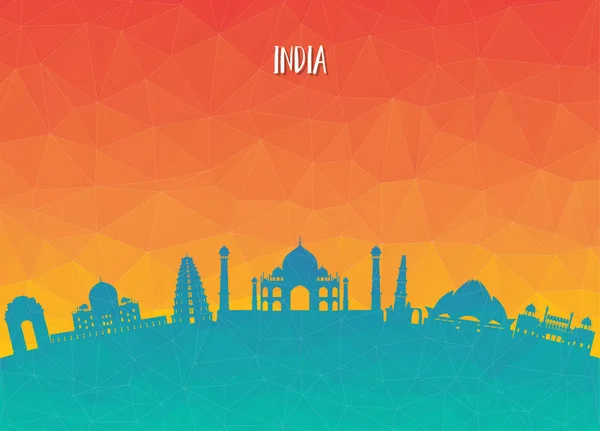 India Landmark Global Travel Journey Papieren Achtergrond Vector Design Template — Stockvector