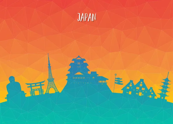 Japan Landmark Global Travel Journey Paper Background Inglés Vector Design — Archivo Imágenes Vectoriales