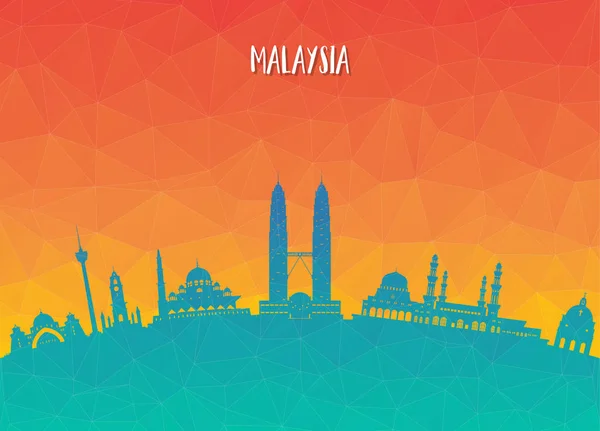 Malaysia Landmark Global Travel Journey Paper Background Vector Design Template —  Vetores de Stock