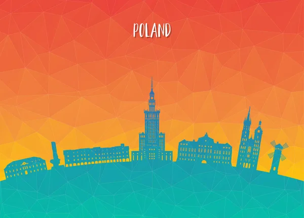 Polonia Punto Riferimento Globale Viaggi Viaggi Sfondo Carta Vector Design — Vettoriale Stock