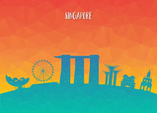Singapore Landmark Global Travel Journey Paper Background Vector Design Template — Vetor de Stock
