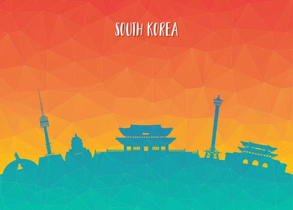 사우스 코레아 South Korea Landmark Global Travel Journey Paper Background — 스톡 벡터