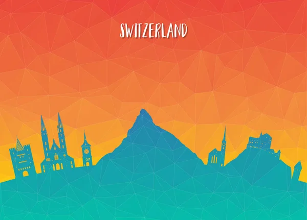 Schweiz Landmark Global Travel Journey Papier Hintergrund Vector Design Template — Stockvektor