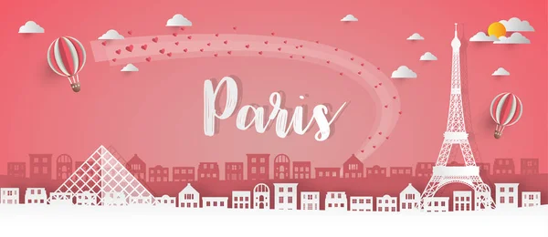法国地标全球旅行和旅行论文背景 矢量设计模板 用于您的广告 旅行业务或演示 — 图库矢量图片