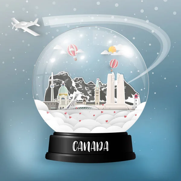 加拿大地标全球旅行和旅行论文背景 矢量设计模板 用于广告 旅游业务或演示文稿 — 图库矢量图片