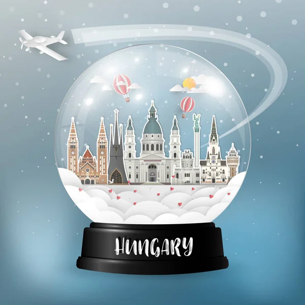 Hungary Landmark Global Travel Journey Paper Background Vector Design Template — стоковий вектор