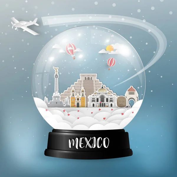 Mexico Landmark Global Travel Journey Paper Background Vector Design Template — Stockový vektor