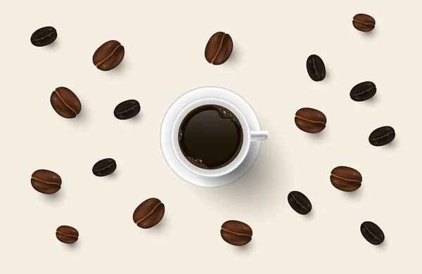Tło Ziaren Kawy Ilustracja — Wektor stockowy
