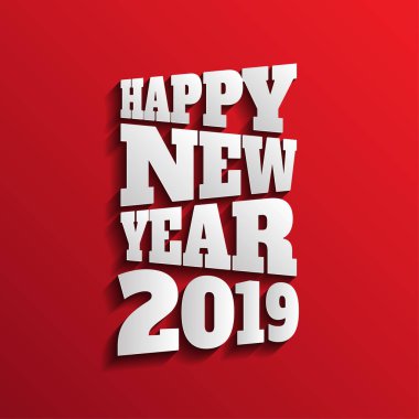 Mutlu yeni yıl 2019. Tebrik kartı. Renkli tasarım. Vektör çizim.