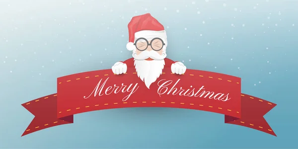 Joyeux Noël Bonne Année Fond Père Noël Bonhomme Neige Sapin — Image vectorielle