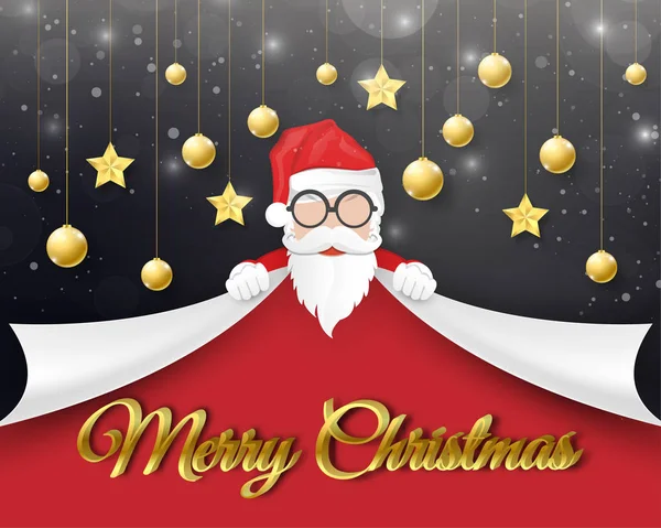 Joyeux Noël Bonne Année Fond Père Noël Bonhomme Neige Sapin — Image vectorielle
